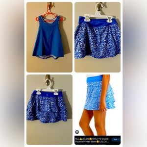 Zelos Girl Three Piece Set- tank, skort,biking shorts in blue. Great Condition.